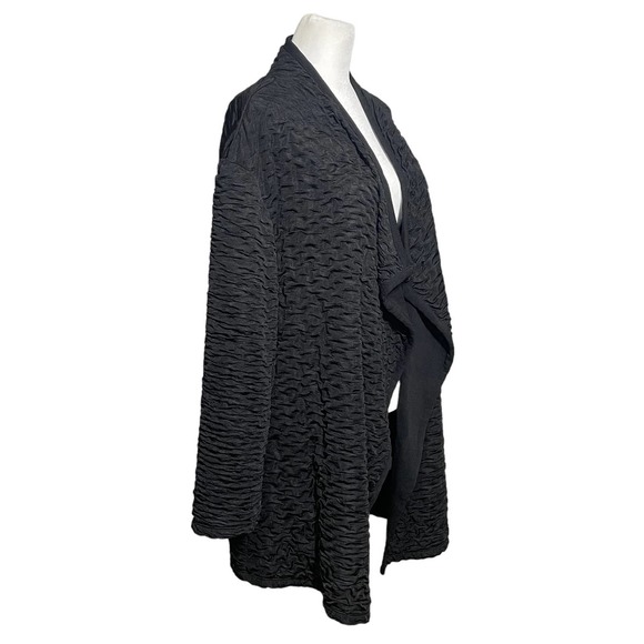 Sole Dione Studio Open Front Cascading Coatigan Black Women Plus Sz 2X Soho Art - Picture 3 of 11